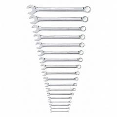 GEARWRENCH Combination Wrench Set: Alloy Steel, Full Polish Chrome, 18 Tools, Std (MPN 81917). Key specifications — attr309520: Full Polish Chrome; attr309519: Alloy Steel; attr324929: GEARWRENCH; attr309522: No; attr309533: Yes.