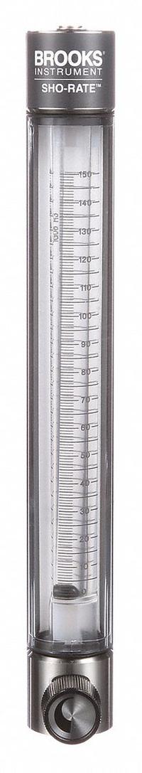 BROOKS Mechanical Flowmeter: Flow Meter, Scale, Variable Area, Panel Mount, Vertical, Liters, FNPT (MPN 1255AR1081MRSVV). Key specifications — Display Type: Scale; O-Ring Material: Viton; Includes Flow Rate Adjustment Knob: Yes; Includes Pressure Guage: No; Mounting Orientation: Vertical; Unit Of Measure: Liters; Brand: BROOKS; Accuracy: +/-3%.