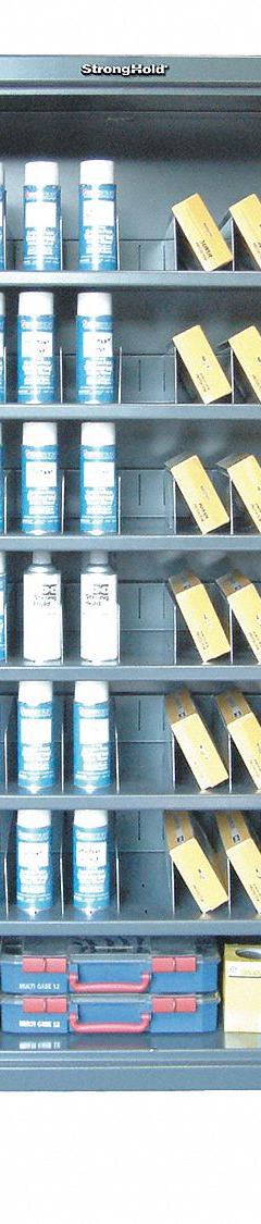 STRONG HOLD Storage Cabinet: 36 in x 24 in x 78 in, Swing Handle & Padlock Hasp, 12 ga Panel Thick (MPN 36-246PH-42VD). Key specifications — attr62698: Dark Gray; attr62736: Welded; attr87895: Legs; attr62693: Assembled; attr62737: Stationary; attr62694: Adjustable; attr62695: Baked Enamel; attr62696: Steel.