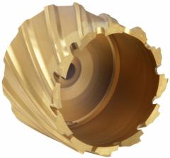 SLUGGER BY FEIN Annular Cutter: 42 mm Cutter Dia, 1 in Max Cutting Dp, TiN, High Speed Steel (MPN 63134420104). Key specifications — attr253884: No; attr253885: TiN; attr253886: High Speed Steel; attr253887: Weldon Flat; attr253888: Metric; attr277149: SLUGGER BY FEIN.