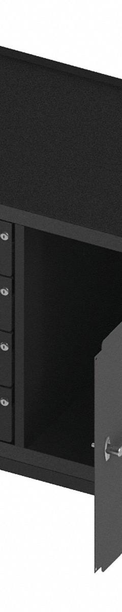 DURHAM MFG Mobile Cabinet Workbench: 36 in x 24 in, Rubber, 1,200 lb Overall Load Capacity, Gray (MPN 3121-RM-95). Key specifications — Included Components: Handle on Side; Assembly: Fully Assembled; Brand: DURHAM MFG.