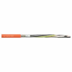 CHAINFLEX Servo Motor Cable: (4) 16 AWG (1.5)/Pr 16 AWG (1.5), Orange, PVC Jacket, 1,000 V Volt (MPN CF887-15150201). Key specifications — Conductor Grouping: (4) 16 AWG/Pair 16 AWG; Includes Ground: Yes; Overall Length: Order by the Foot; Minimum Bend Radius Factor - Fixed: 8 x OD; Minimum Bend Radius Factor - Flexible: 12 x OD; Brand: CHAINFLEX.