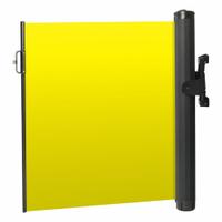MODUS Mounted Barrier: Fixed Mount, 11 1/2 ft Belt Lg, No Pattern, Yellow, No Legend (MPN ZP+EMB-Y-FML). Key specifications — Frame Color: Black; Brand: MODUS; Belt Color: Yellow.