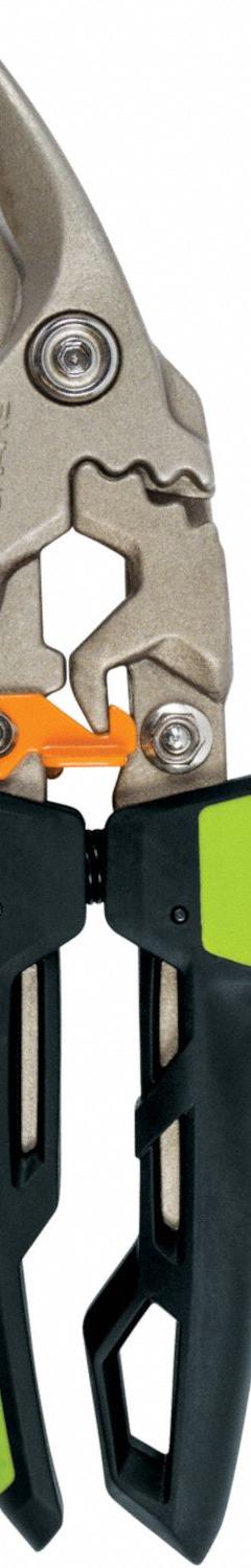 FISKARS Aviation Snips: Right, 9 3/4 in Overall Lg, 1 1/2 in Cutting Lg, Steel, SoftGrip, Steel (MPN 710610-1002). Key specifications — attr308531: SoftGrip; attr308530: Steel; attr308532: Steel; attr308533: Yes; attr308535: Metal; attr308541: 18 ga (Cold Rolled Steel); attr308546: Right; attr324897: FISKARS.