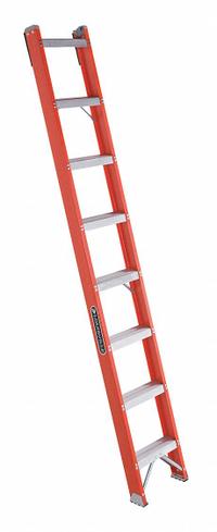 LOUISVILLE LADDER Straight Ladder: 8 ft Ladder Size, Fiberglass, 300 lb Load Capacity, 14 lb Wt (MPN FH1008). Key specifications — Color: Orange; Brand: LOUISVILLE LADDER; Shoe Type: Slip-Resistant.