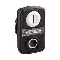 SCHNEIDER ELECTRIC Multihead Operator: Illuminated, 3 Button, Flush Profile, 22 mm Mounting Size (MPN ZB5AW7A1721). Key specifications — Brand: SCHNEIDER; Action: Momentary/Momentary/Momentary; Legend: I; Series: XB5; Push Button Material Type: Non-Metallic.