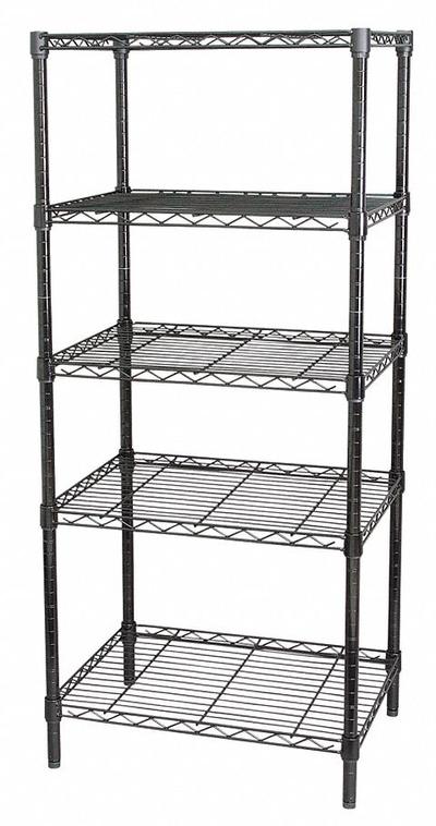 APPROVED VENDOR Wire Shelving Unit: Starter, 48 in x 18 in, 74 in Overall Ht, 5 Shelves - Stationary Wire Shelving for Wet & Dry Use