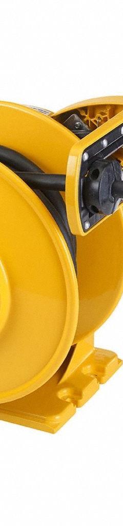 HUBBELL WIRING DEVICE-KELLEMS Extension Cord Reel: Ratchet Lock, 25 ft Cord Lg, 10 AWG, SJO, Yellow (MPN HBLI25103Y). Key specifications — Retractable Cord Ending NEMA Configuration: Bare Wire; Brand: HUBBELL WIRING DEVICE-KELLEMS.