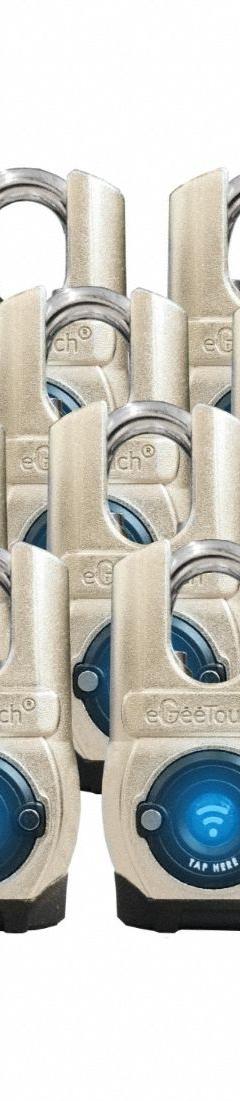 EGEETOUCH Bluetooth Padlock: Silver, Zinc Die-Cast, Stainless Steel Shackle (MPN 5-02503-94-12). Key specifications — attr1351169: NFC; attr1320070: Series 5th Gen; attr1314123: EGEETOUCH.
