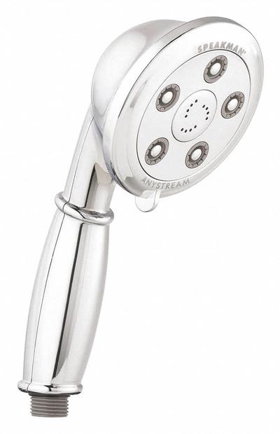 SPEAKMAN Handheld Showerhead: Plastic, Chrome, 2.5 gpm Flow Rate - Handheld Showerheads with Hose & Mounting Bracket