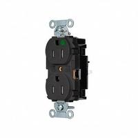 HUBBELL Receptacle: Hospital Grade, Duplex, 5-15R, Black, 125V AC, 15 A, 2 Pole / 3 Wire (MPN 8200STBKTR)