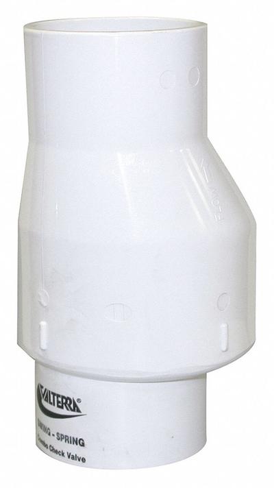 VALTERRA Check Valve: Swing, Inline Valve Body, 3 in Pipe Size, Socket x Socket - PVC Inline Spring-Loaded Swing Check Valves