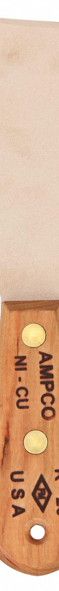 AMPCO Putty Knife: Bld. Mat. Beryllium Copper, Hdl. Mat. Wood, Stiff, Straight Bld. Shape (MPN K-20). Key specifications — attr1004902: AMPCO; attr1012057: Half; attr1014703: Wood; attr1017570: Standard End; attr1029655: Straight; attr1034073: Bevel/ Offset.
