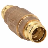 APOLLO Ball Cone Check Valve: Ball, Inline Valve Body, Bronze, 2 in Pipe Size, Press x Press, Std (MPN 61LF10801PR). Key specifications — Ball Material: RPTFE; Brand: APOLLO.