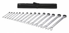 WESTWARD Combination Wrench Set: Alloy Steel, Chrome, 15 Tools, 1/4 in to 1 in Range of Head Sizes (MPN 54DG26). Key specifications — attr309581: Chrome; attr309580: Alloy Steel; attr309571: No; attr309583: No; attr309587: No; attr324931: WESTWARD; attr309569: 1/4 in to 1 in; attr309572: Pouch.