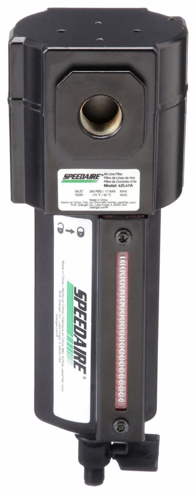 SPEEDAIRE Compressed Air Filter: Particulate, 3/8 in NPT, 5 micron, 112 cfm - Speedaire FRL Air Filters