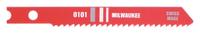 MILWAUKEE Jigsaw Blade: 14, 2 3/4 in Blade Lg, High Speed Steel, High Speed Steel, U Shank, 5 PK (MPN 48-42-0101). Key specifications — attr1097716: Thick Metal; attr1097715: High Speed Steel; attr1097719: 14; attr1097721: High Speed Steel; attr1097728: MILWAUKEE.