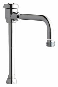CHICAGO FAUCETS Spout: Spout, Single-Bend, Swivel Spout, Brass, Polished Chrome, Laminar, UNEF (MPN GN2BVBE2-2JKCP). Key specifications — Includes: Mounting Hardware; Product Type: Spout; Spout Style: Swivel; Body Material: Brass; Color/Finish: Polished Chrome; Brand: CHICAGO FAUCETS.