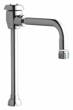 CHICAGO FAUCETS Spout: Spout, Single-Bend, Swivel Spout, Brass, Polished Chrome, Laminar, UNEF (MPN GN2BVBE2-2JKCP). Key specifications — Includes: Mounting Hardware; Product Type: Spout; Spout Style: Swivel; Body Material: Brass; Color/Finish: Polished Chrome; Brand: CHICAGO FAUCETS.