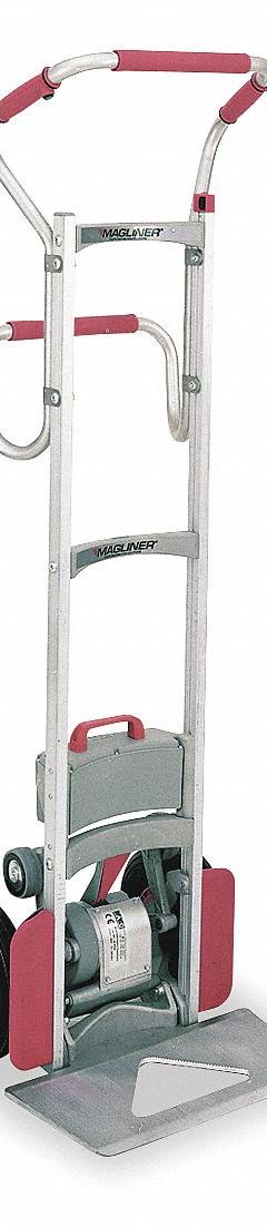 MAGLINER General Purpose Hand Truck: 375 lb Cap, Flow-Back, Aluminum, 10 in, Pneumatic, Flow-Back (MPN CLK170EGS4). Key specifications — Frame Type: Rounded Back; Frame Material: Aluminum; Charge Time: 1.5 hr; Battery Type: Gel Cell (VRLA) Maintenance-Free; Brand: MAGLINER.
