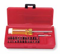 PROTO Multi-Bit Screwdriver: Proto, 21 or More Tips, 28 Pieces, 26 Bits, Alloy Steel, Single End (MPN J61929). Key specifications — attr1213245: Phillips: #0 + #1 + #2 + #3; attr1213221: Plain; attr1213219: PROTO.