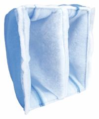 GRAINGER Cube Air Filter: 16 in x 20 in x 20 in, 2 Pockets, Synthetic, Blue/White, MERV 8 (MPN 2GFE1). Key specifications — Performance Rating: MERV 8; Brand: GRAINGER; Media Color: Blue; Frame or Header Material: Galvanized Steel; Media Material: Synthetic; Surface Tackifier: Yes.