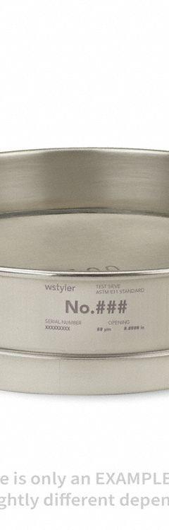 ADVANTECH Standard Stainless Steel Cloth Test Sieve: Stainless Steel, 12 in Outside Dia, 3 in Ht (MPN 325SS12I). Key specifications — Screen Material: Stainless Steel; Brand: ADVANTECH; Frame Material: Stainless Steel; Standards: ASTM E11; US Standard Screen Size: #325.