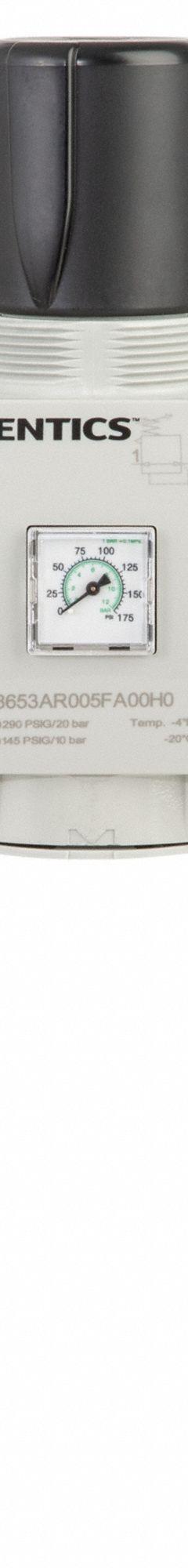 NUMATICS Filter/Regulator/Lubricator Assembly: 3/4 in NPT, 4,000 lpm, 10 bar Max Op Pressure, Mist (MPN A653A0000019281). Key specifications — attr109588: 653; attr109546: Manual - Semi-automatic Drain; attr109524: NUMATICS.