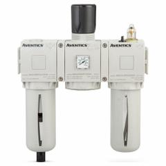 NUMATICS Filter/Regulator/Lubricator Assembly: 3/4 in NPT, 4,000 lpm, 10 bar Max Op Pressure, Mist (MPN A653A0000019281). Key specifications — attr109588: 653; attr109546: Manual - Semi-automatic Drain; attr109524: NUMATICS.