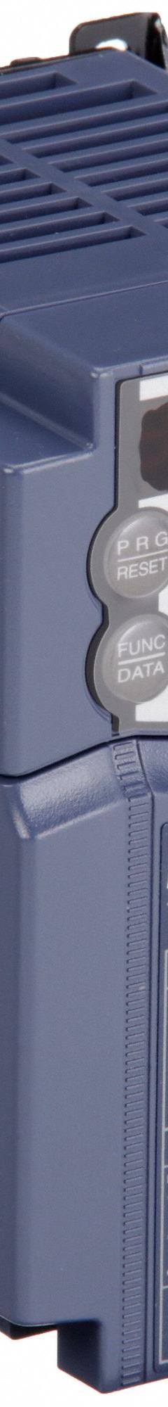 FUJI ELECTRIC Variable Frequency Drive: In Phase Single, Out Phase Three, 1/4 hp, No Bypass, Blue (MPN FRN0002C2S-6U). Key specifications — Style: Heat Sink; Color: Black/Blue/Gray; Output Voltage: 200-240V AC; Output Phase: Three.
