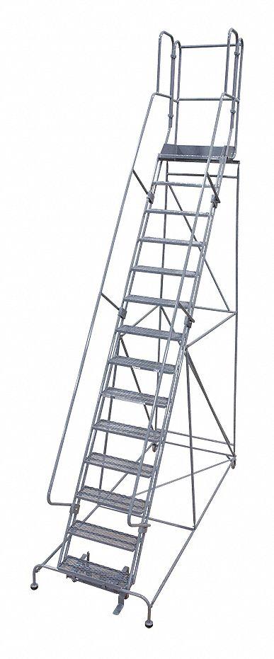COTTERMAN Rolling Ladder: 7.5 ft Platform Ht, Unassembled, Steel, Manual Lock - Steel Manual-Lock Ladders
