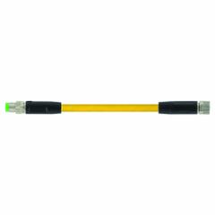 Cordset: M8 Male Straight X M8 Female Straight, 3 Pins, Yellow, PVC, 5 m Cable Lg, 24 AWG Wire Size (MPN 7000-88001-0100500). Key specifications — Cable Jacket Color: Yellow; End 1 Mounting Orientation: Straight; End 1 Gender: Male; End 1 Connection Type: M8; Cable Jacket Material: PVC; Brand: MURRELEKTRONIK; IP Rating: IP67; End 2 Connection Type: M8.