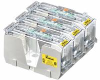 BUSSMANN Fuse Block: Open Block Design, 3 Pole, 600 V AC, Box Lug, Non-Indicating (MPN JM60400-3CR). Key specifications — Brand: BUSSMANN.