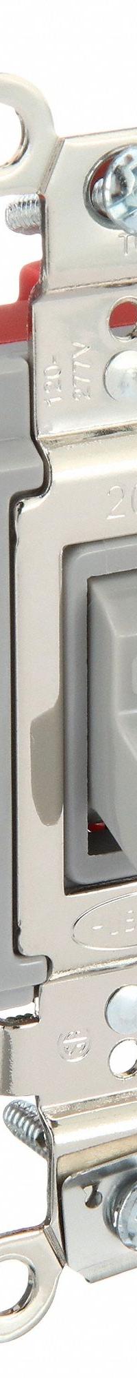 HUBBELL Wall Switch: Toggle Switch, Single Pole, Maintained, Gray, 120/277V AC, 20 A (MPN HBL1221GY). Key specifications — Illuminated: No; Voltage Rating: 120/277V AC.