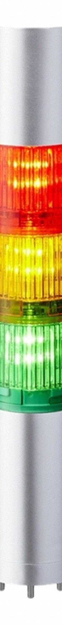 PATLITE Tower Light Assembly: 3 Tier, Sounder Tier Included, IP54, Amber/Green/Red, Direct Wire (MPN LR4-302WJBU-RYG). Key specifications — Manufacturer Part Number: LR4-302WJBU-RYG; Brand: PATLITE; Operating Voltage: 24V DC; Light Tier Color: Amber.