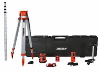 JOHNSON LEVEL Rotary Laser: 800 ft Range w/Receiver, Red Beam, Horizontal, ±1/8 in @ 50 ft, 0 Dots (MPN 99-026K). Key specifications — attr935954: Red; attr935948: ±1/8 in @ 50 ft; attr935970: Laser Glasses; attr935961: Horizontal; attr935962: Pendulum Self-Leveling; attr935949: NiMH; attr935951: 90º Split Beam for Alignment Work; attr935952: Batteries Included.
