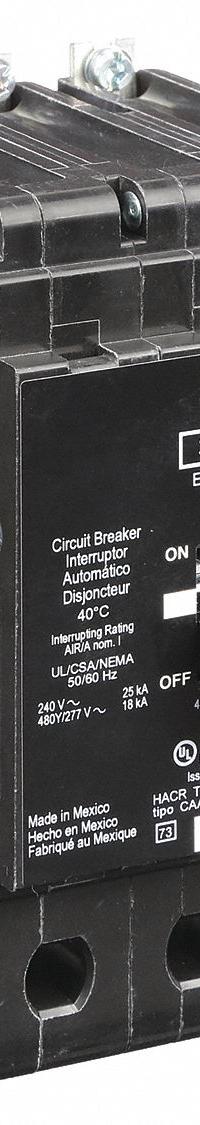 SQUARE D Miniature Circuit Breaker: 35 A, 277/480V AC, Three Phase, 18kA at 277/480V AC, 3 Poles (MPN EDB34035). Key specifications — Phase: Three; Amps: 35 A; AC Voltage Rating: 277/480V AC; Max. AIR Rating: 18kA at 277/480V AC; For Use With: Square D NF Panelboards; Brand: SQUARE D.
