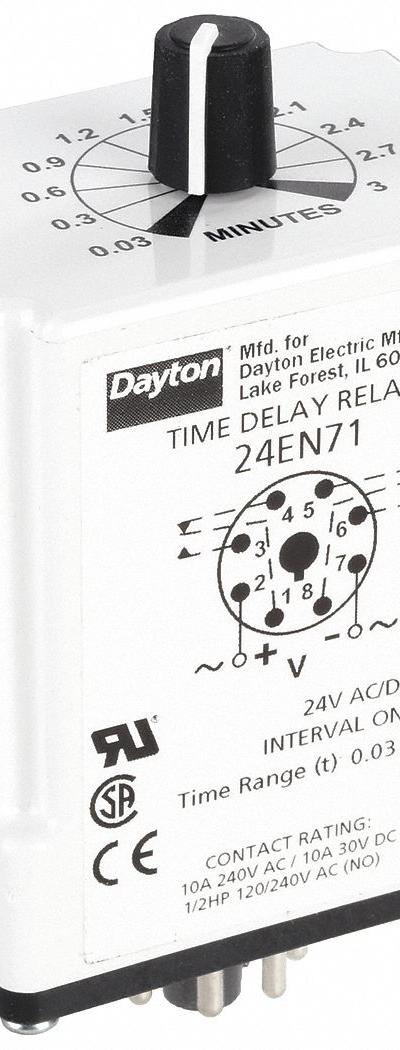 DAYTON Single Function Time Delay Relay: Socket Mounted - Socket-Mounted Relays