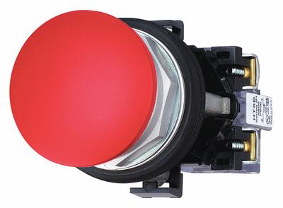 EATON Mushroom Head Push Button: Red, 30 mm Mounting Size, Non-Metallic - Mushroom-Head Push-Button Operators