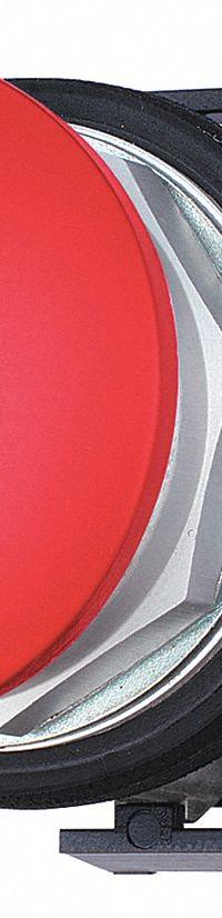 EATON Mushroom Head Push Button: Red, 30 mm Mounting Size, Non-Metallic, Maintained/Maintained (MPN HT8CBR). Key specifications — Brand: EATON; Action: Maintained/Maintained; Series: HT800; Push Button Material Type: Non-Metallic.