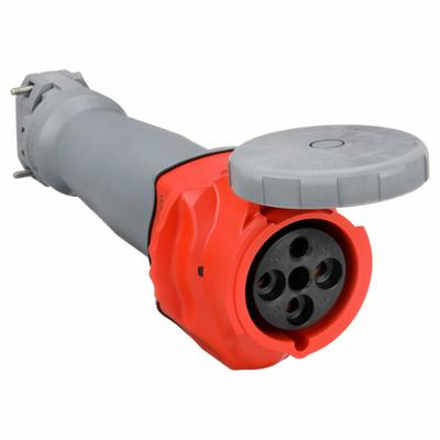 HUBBELL Pin and Sleeve Connector: Orange, 125/250V AC, 100 A, 3 Pole, 4 Wire - Washdown-Rated Connectors