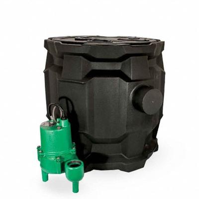 MYERS Sewer Ejector Pump System: 38.5 gal, 2/5 hp, 115V AC, 60 gpm Flow Rate @ 10' of Head - Simplex Sewage Ejector Pump Systems