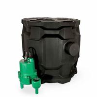 MYERS Sewer Ejector Pump System: 38.5 gal, 2/5 hp, 115V AC, 60 gpm Flow Rate @ 10' of Head, 4 in (MPN SB24SRM-01). Key specifications — Rated Voltage: 115V AC; Discharge Location: Top; Brand: MYERS; Switch: Piggyback Tether Float.
