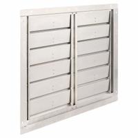 27"H-W 5 1/4"L SS Backdraft Dampr: For 24 in Fan, Double Panel, 27 in H, 27 in W, 2 in D, Horizontal (MPN 4FZJ8). Key specifications — Airflow Direction: Horizontal; Blade Type: Flat Blade; Brand: DAYTON; Maximum Air Velocity: 2500 fpm; Mounting Position: Vertical.