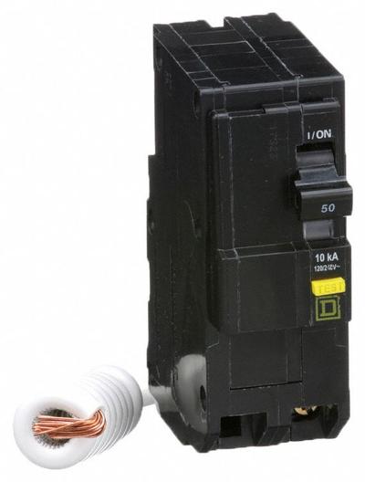 SQUARE D Miniature Circuit Breaker: 50 A, 120/240V AC, Single Phase, 10kA at 120/240V AC - QO Series, Plug-In Square D Miniature Circuit Breakers