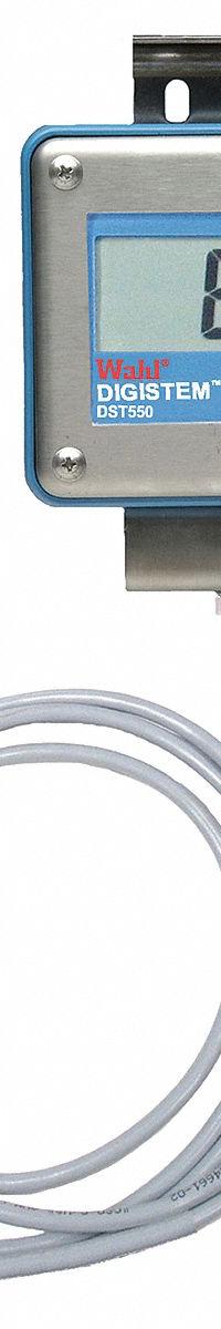 WAHL Digital Process Thermometer: -328°F to 1,472°F /-200°C to 800°C, 1/2 in Thread Size, Female (MPN D1396-9). Key specifications — attr1275175: +/-0.1°F/+/-0.1°C for 1 Year Period At Ambient Temp 23°C +/- 5°C; attr1275180: WAHL.