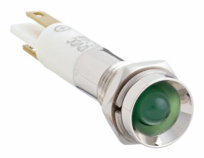 APPROVED VENDOR Protruding Panel Light: 5/16 in Panel Mounting Hole Dia, LED, Green - LED Indicator Pilot Lights