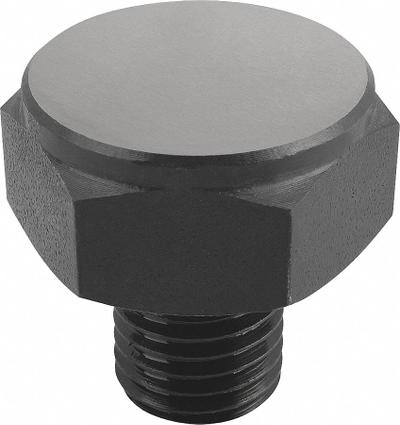 KIPP Positioning Foot w/Flat Face: External Threads, Flat, Steel, M16 Thread Size - Positioning Feet with Flat Face