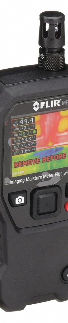 FLIR Moisture Meter Kit: Digital, TFT LCD, Pin/Pinless, MR08 Hammer and Wall Cavity Probe Combo (MPN MR176-KIT5). Key specifications — attr999354: Digital; attr1009284: Hammer & Wall Cavity Combination; attr1009272: Built-In Material Library; attr999347: Wood; attr999350: TFT LCD; attr999383: ±1.5% (Pin Type Mode); attr999345: FLIR.