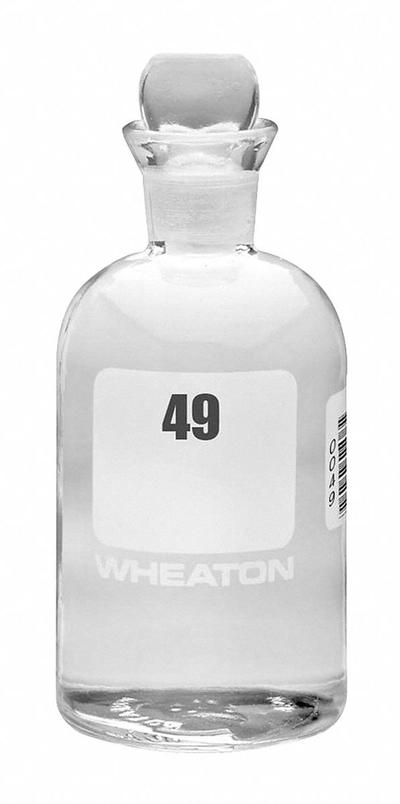 WHEATON Bottle: 300 mL, Pennyhead Stopper, 165 mm, Colorless, # Sequence: 49-72 - Glass Lab BOD Bottles